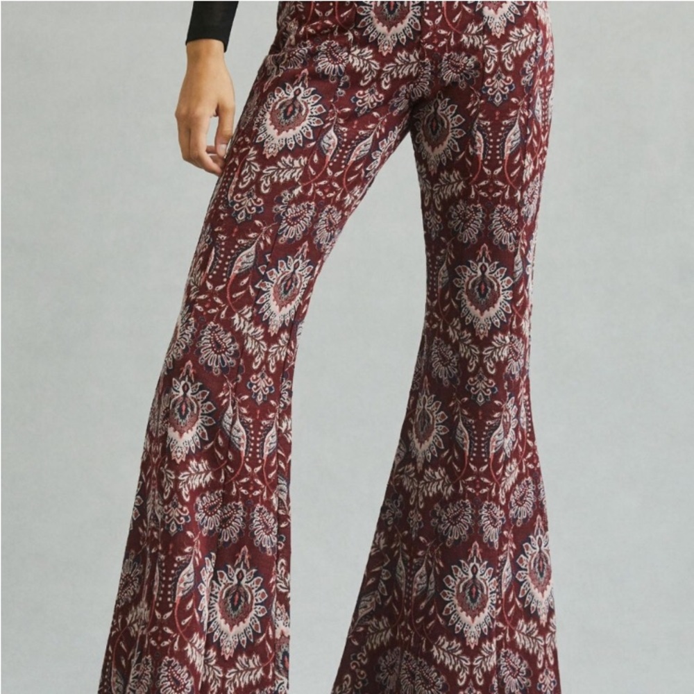 EUC Anthropologie Flare Pants with Paisley Print